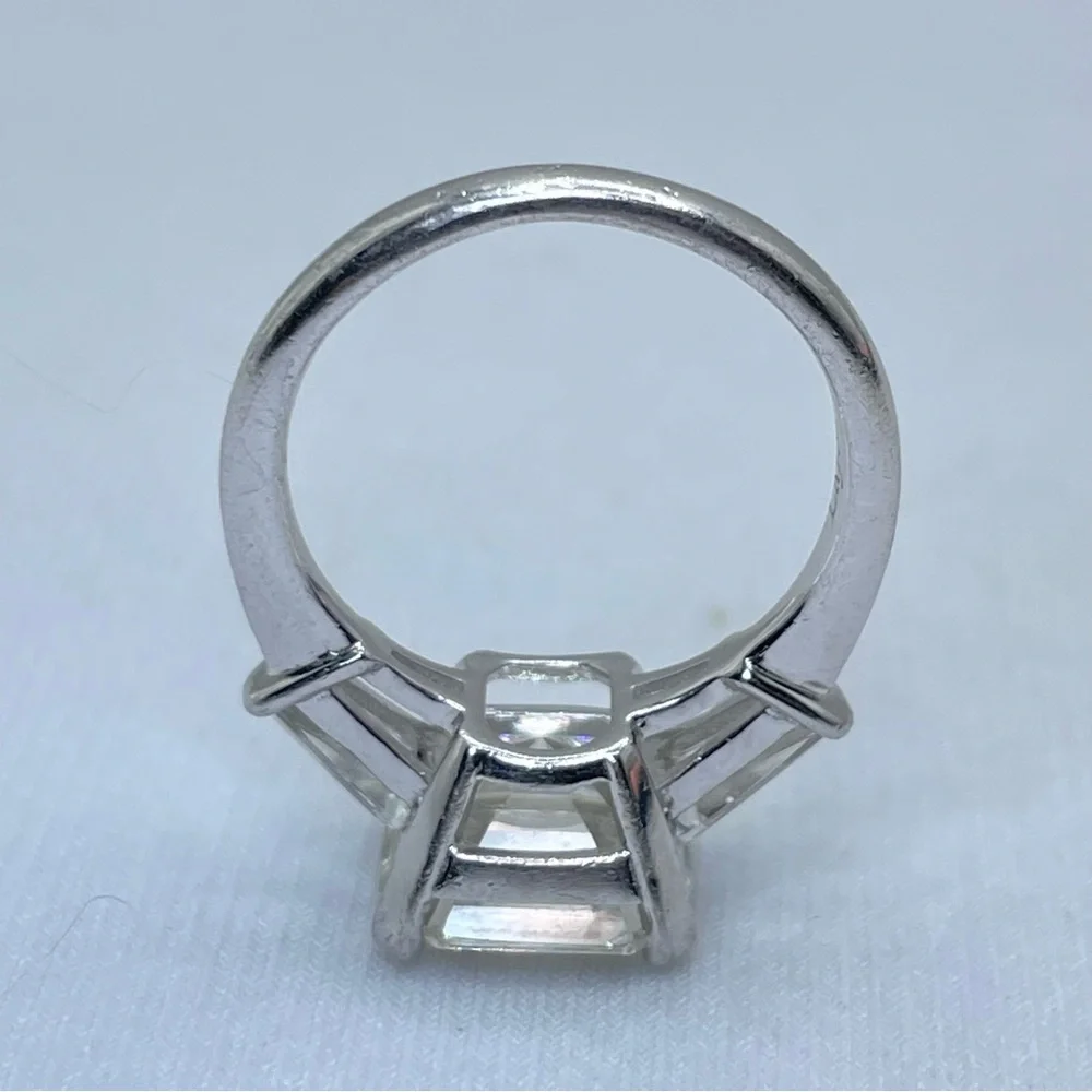 Lafonn Sterling Silver Radiant Cut CZ Ring Baguette Side Stones Bridal